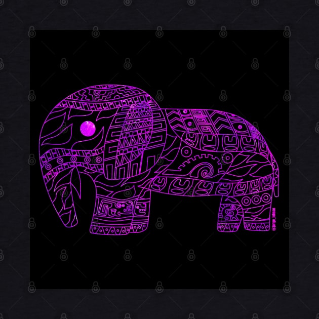 elephant in purple vector wallpaper art in mexican pattern by jorge_lebeau